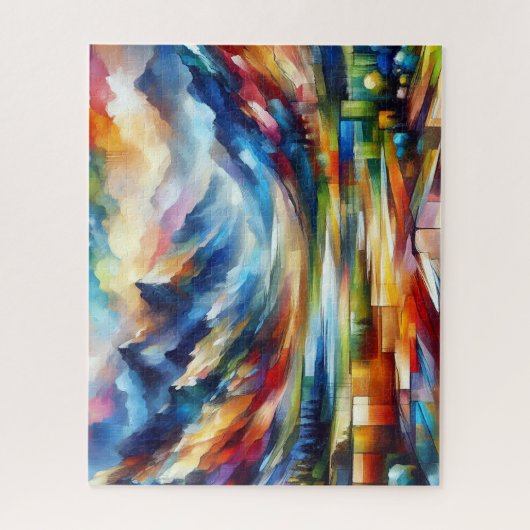 Berge Landschaftsmalerei AI Generierte Kunst Puzzle (Vertikal)