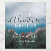 Berge Meets Ocean Das Abenteuer beginnt Hochzeit Weinetikett (Einzelnes Label)