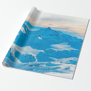 Berge mit Schneebergen und SonnenuntergangshimmelS Geschenkpapier