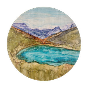 Berge mit See  Schneidebrett