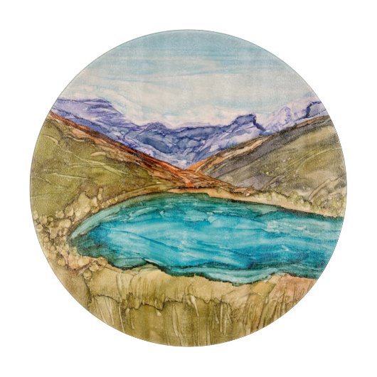 Berge mit See Schneidebrett (Vorderseite)