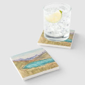 Berge mit See Steinuntersetzer (Seitenansicht)