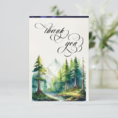 Berge, Monogramm & Kalligrafie - Blau Dankeskarte (Stehend Vorderseite)