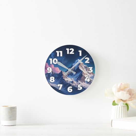 Berge nachts runde wanduhr (Zuhause)