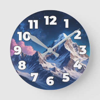 Berge nachts runde wanduhr