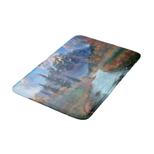 Berge Natur Creek Herbstfarben Wasserfarbe Badematte