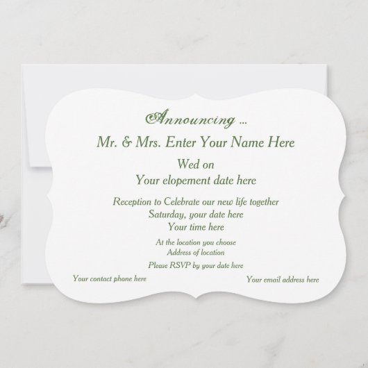 Berge nennen |, das wir gingen u. Eloped! Einladung (Rückseite)