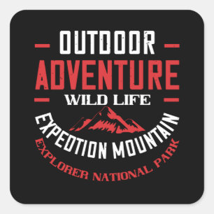 Berge - Outdoor Adventure Wild Life Quadratischer Aufkleber