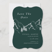 Berge Pine Tree Emerald Foto Save the Date Einladung (Vorderseite)