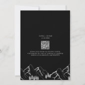 Berge Pine Tree QR Code Black Wedding Einladung (Rückseite)