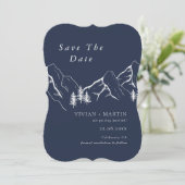 Berge Pine Tree Schwarzes Foto Save the Date Einladung (Stehend Vorderseite)