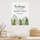 Berge Pine Winter Wedding Willkommenszeichen Poster (Küche)