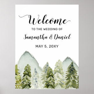 Berge Pine Winter Wedding Willkommenszeichen Poster