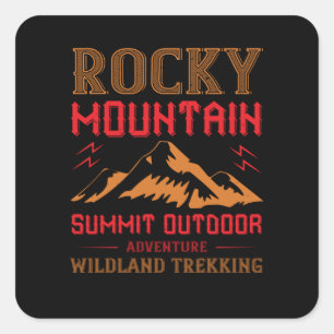 Berge - Rocky Mountain Outdoor Adventure Quadratischer Aufkleber