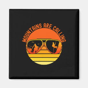 Berge rufen Bergsteiger-Sonnenbrille Retro Magnet
