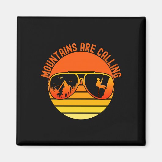 Berge rufen Bergsteiger-Sonnenbrille Retro Magnet (Vorne)
