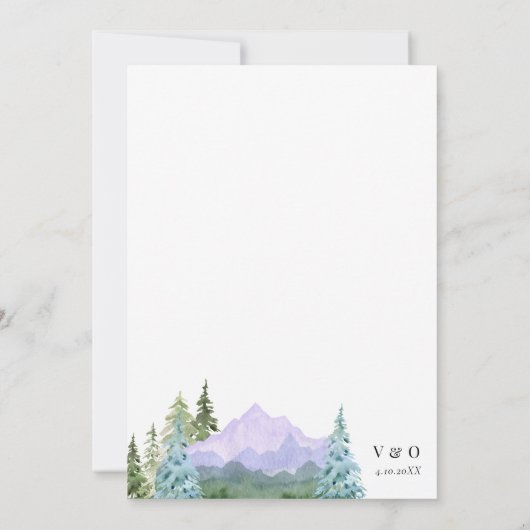 Berge Rustikale Waldhochzeit Einladung (Rückseite)