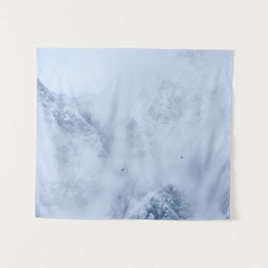 Berge, schneebedeckte Berge und Wolken Wandteppich (Vorderseite (Horizontal))