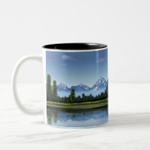 Berge, See- und Waldlandschaft Kaffee Tasse