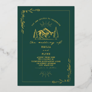 Berge Smaragd-Hochzeit Folieneinladung