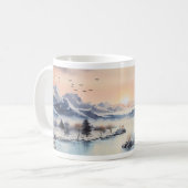 Berge, Sonne, Fluss im Winter Kaffeetasse (Vorderseite Links)