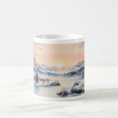 Berge, Sonne, Fluss im Winter Kaffeetasse (Mittel)
