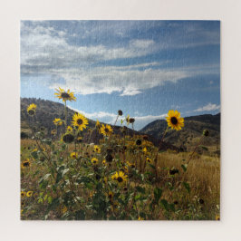 Berge Sonnenblumen mit Hügeln im Hintergrund Puzzle
