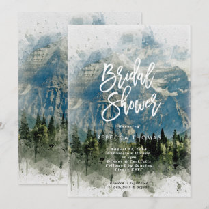 Berge Tannen Brautdusche Einladung