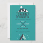 Berge & Tipi | Modern Camping Birthday Party Einladung (Vorderseite)