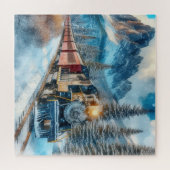 Berge und alter Zug Puzzle (Horizontal)