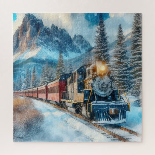 Berge und alter Zug  Puzzle
