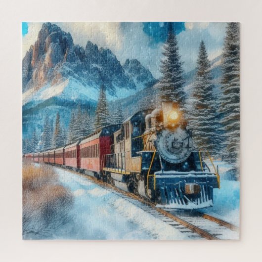 Berge und alter Zug Puzzle (Vertikal)