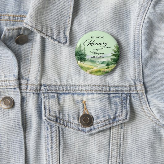 Berge und Bäume feiern Lebensbeerdigung Button (Beispiel)