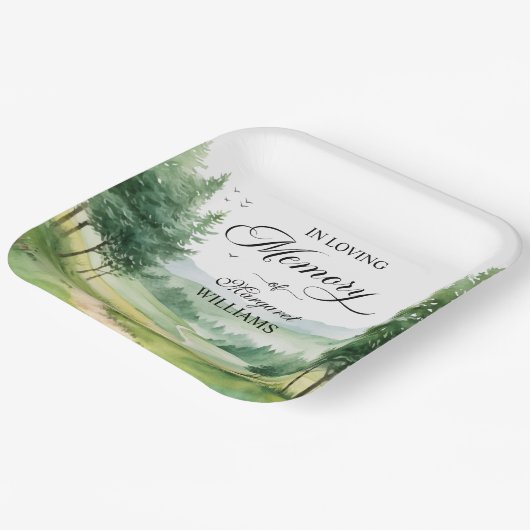 Berge und Bäume feiern Lebensbeerdigung Pappteller (Gewinkelt)