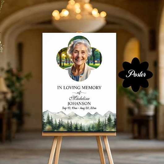 Berge und Bäume feiern Lebensbeerdigung Poster