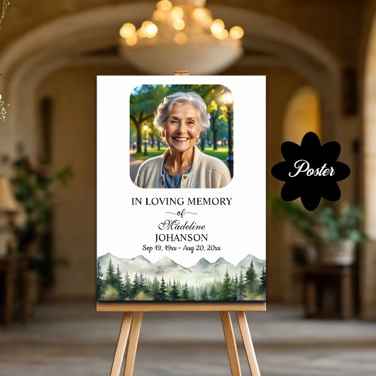 Berge und Bäume feiern Lebensbeerdigung Poster