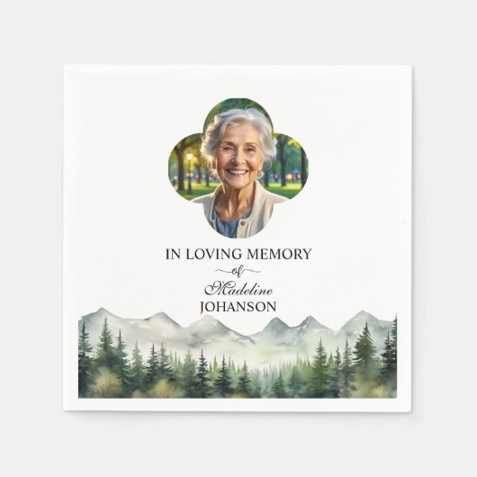 Berge und Bäume feiern Lebensbeerdigung Serviette (Vorderseite)