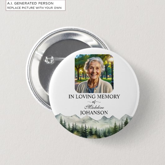 Berge und Bäume Lebensfeier Andenken Button