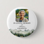 Berge und Bäume Lebensfeier Andenken Button (Vorderseite)