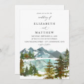 Berge und Bäume Rustikale Hochzeit V2 Einladung (Vorne/Hinten)