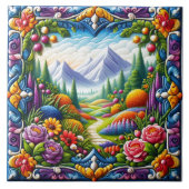 Berge und Blume Landschaftsfliesen Fliese (Vorderseite)