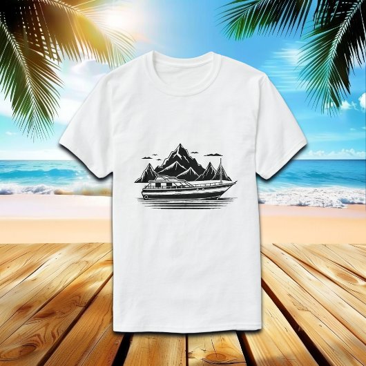 Berge und Boot  T-Shirt