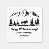 Berge und Elche 10. Hochzeitstag Serviette (Vorderseite)