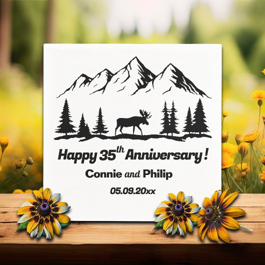 Berge und Elche 35. Hochzeitstag Serviette
