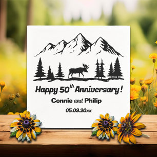Berge und Elche 50. Hochzeitstag Serviette