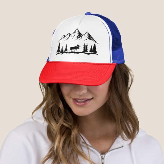 Berge und Elche Truckerkappe (Beispiel)