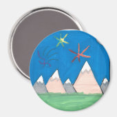 Berge und Feuerwerk Magnet (Vorderseite/Rückseite)