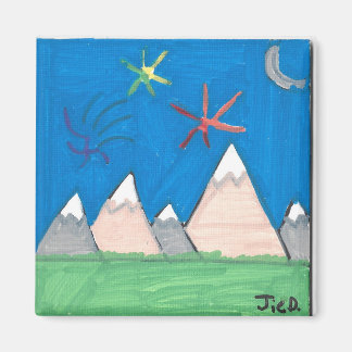Berge und Feuerwerk  Magnet