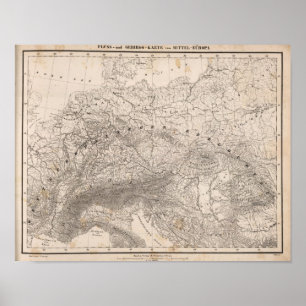 Berge und Flüsse Europas Poster