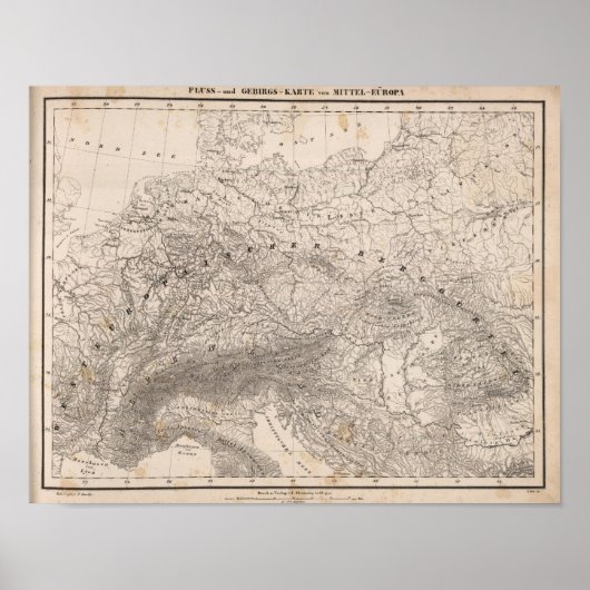 Berge und Flüsse Europas Poster (Vorne)